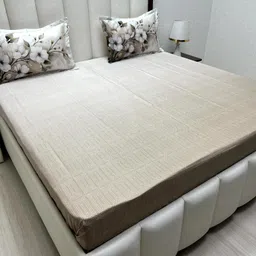 Pure Decor Brown & Brown Printed Pure Cotton 350 TC King Bedsheet Set2.74 m x 2.74 m-image-72
