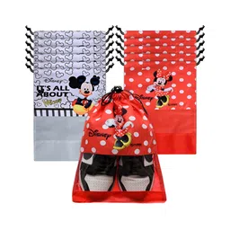 Aura Red & Grey 12 Pieces Printed Shoe Covers With Drawstring-picture-28
