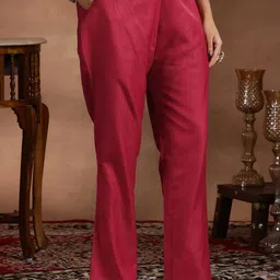 Libas Round Neck Pleated Straight Kurta with Trousers & Dupatta image 3