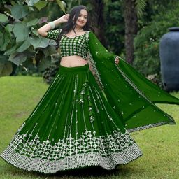 F Plus Fashion Girls Black Net Semi-Stitched Lehenga Choli-image-96