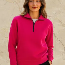 LECOWAR Women Shirt Collar Half Zipper Sweatshirt-picture-5