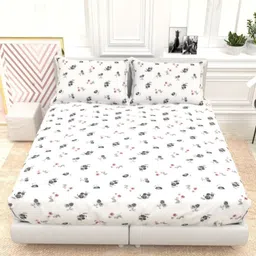 THE WHITE MOSS Orchid White Printed Pure Cotton 300 TC King Bedsheet Set 2.7 m x 2.7 m-picture-11