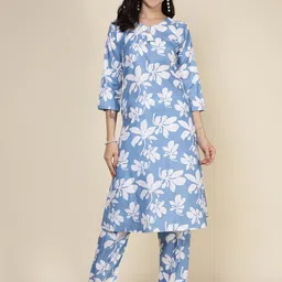 Meena Bazaar Women Floral Printed Regular Kurta with Trousers-picture-49