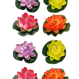TIED RIBBONS Green 8 Pieces Lotus Artificial Flower-36