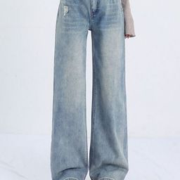 StyleCast Women Wide Leg High-Rise Low Distress Light Fade Jeans-image-6