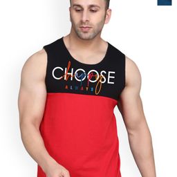 SLOWLORIS Pack Of 2 Printed Combed Cotton Gym Vests VSL26 CMB(CHS BLACKRED)(NVR PEACOCK)-image-27
