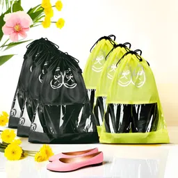 Aura Yellow & Black 6 Pieces Reusable Shoes Organisers-12