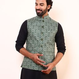 Satwaa Men Printed Nehru Jacket-picture-26
