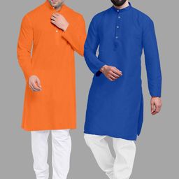 VS MALL Blue Cotton Blend Kurta Sets-image-65