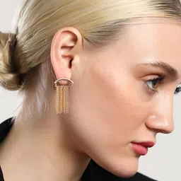 SOHI Gold-Plated Contemporary Drop Earrings-56