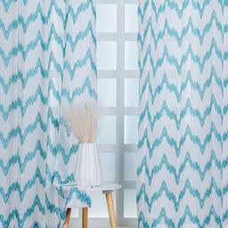 Parda Online Turquoise Blue & White Set of 4 Sheer Door Curtain-image-44