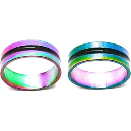 Dynamic Retail Global Set of 2 Rings for Men & Women, Multicolor-Green Alloy Ring ()-2