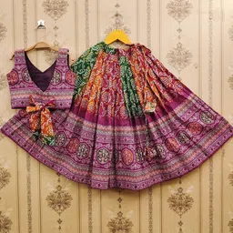 DHRUV CREATION Girls Ethnic Motifs Printed Lehenga With Blouse-17