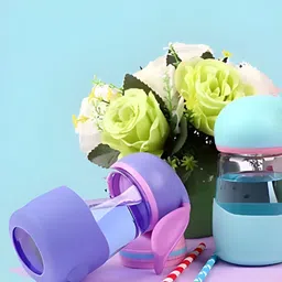 WELOUR Lavender & Blue Set of 3 Glass Rabit Water Bottle 350 ml-image-33