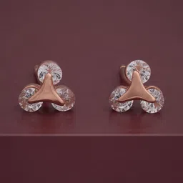 Kushal's Fashion Jewellery 92.5Silver Cubic Zirconia Triangular Shaped Studs-2