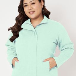 BRINNS Women Plus Size Mock Collar Long Sleeves Front-Open Sweatshirt-7