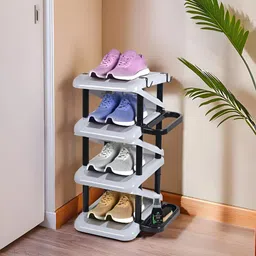 Myntra Elegant Homes Grey 4-Layer Foldable Shoe Rack-18
