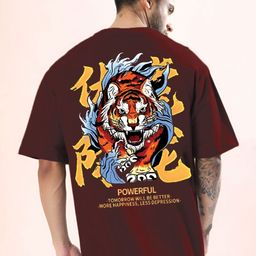REYA Graphic Printed Drop Shoulder Sleeves Cotton Oversized T-shirt-image-32