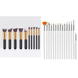 zemglam Set of 10 Makeup Brushes Kit with 15 Nail Art Brush-17