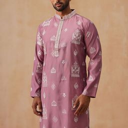 Jompers Men Floral Embroidered Chikankari Kurta-image-50