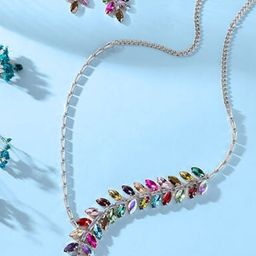ORANGENYSHA Rhodium-Plated American Diamond-Studded Jewellery Set-image-57