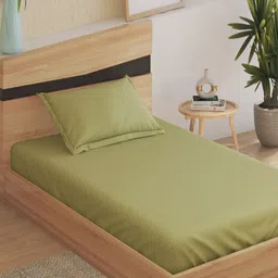 Home Centre Green 160 TC Single Bedsheet with 1 Pillow Covers-image-74