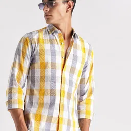 HERE&NOW Slim Fit Checked Seersucker Casual Shirt-picture-16