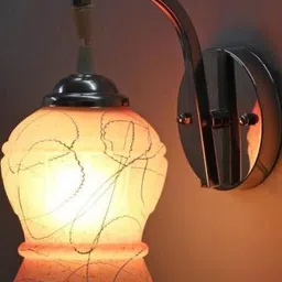 Somil Premium Designer Glass Wall / Night Lamp Elegant & Stylish Dcor Accent for Modern Interiors, color, Orange, Size:- 19.5 X 23.5 X 27.5 CM-image-98