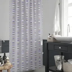 ArtzFolio Grey & White Printed Waterproof Shower Curtain-image-69