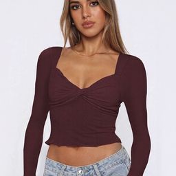 Outzidr Sweetheart Neck Fitted Crop Top-picture-5