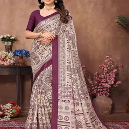 CATCHY FOREVER Warli Printed Zari Saree-image-9