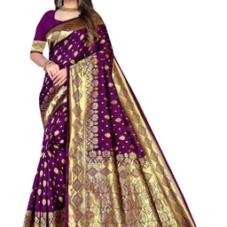 WEAREZEE Woven Design Zari Silk Blend Banarasi Saree-picture-33