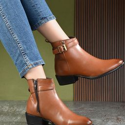 Roadster Women High Top Zip And Buckle Closure Boots-picture-34