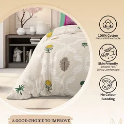LIVING ROOTS Brown Floral 210 TC Pure Cotton King Bedsheet Set 2.64 m x 2.64 m-image-68