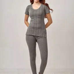 INFERNO Women Striped Cotton Round Neck Thermal Set-picture-39
