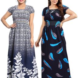 Inner Beats Women Pack Of 2 Multicoloured Cotton Blend Nightdress-picture-33
