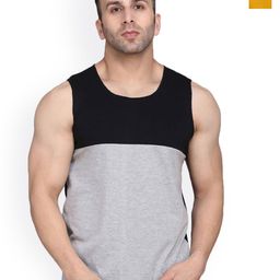 SLOWLORIS Pack Of 2 Colourblocked Scoop Neck Bio-Wash Gym Innerwear Vests-picture-43