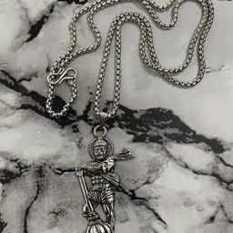 Estele Unisex Rhodium-Plated Contemporary Oxidised Pendant With Chain-image-93