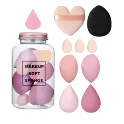 Facejewel Set Of 10 Makeup Sponges With Powder Puff With Big Heart, Triangle & Finger Puff-52