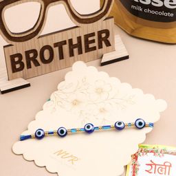 NVR Men's Blue Evil Eye Thread Rakhi Combo-image-89