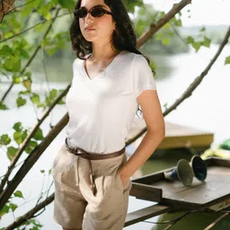 Creatures of Habit Women High-Rise Linen Shorts-image-25