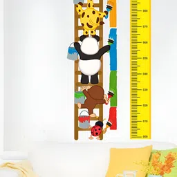 LANSTICK Animals With Height Chart Self Adhesive Wall Sticker-45