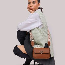 YUVA STREE Structured Sling Bag with Applique-image-1