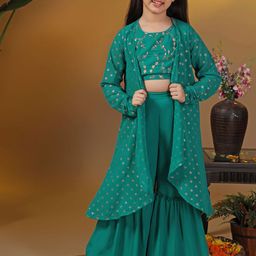 BAESD Girls Floral Embroidered Regular Top with Sharara-picture-16