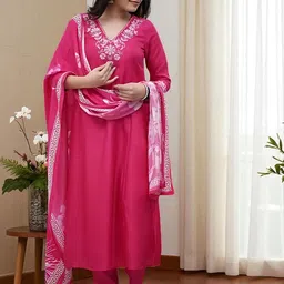 KALINI Women Ethnic Motifs Printed Cotton Kurta with Trousers & Dupatta-picture-45