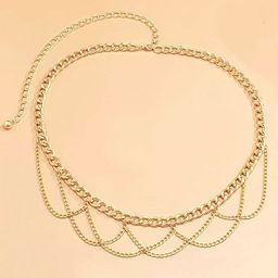Peora Gold-Plated Layered Waist Chain Saree Accessories-image-24