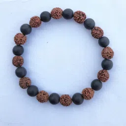 Divine souvenirs Unisex Rudraksha Beaded Elasticated Bracelet-52