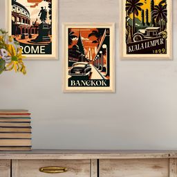 Kotart Brown, Red & Black 3 Pieces Modern Wooden Wall Arts-picture-34
