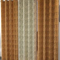Galaxy Home Decor Beige & Cream Coloured 3 Pieces Room Velvet Darkening Door Curtains-3