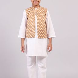 TJORI Boys Printed Woven Pure Cotton Nehru Jackets-43